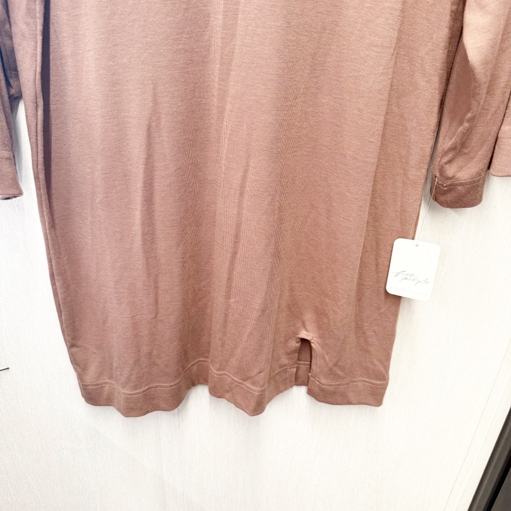 NWT Free People Good Feels Tee Mini Dress in Brownie, Size Small - Picture 4 of 10